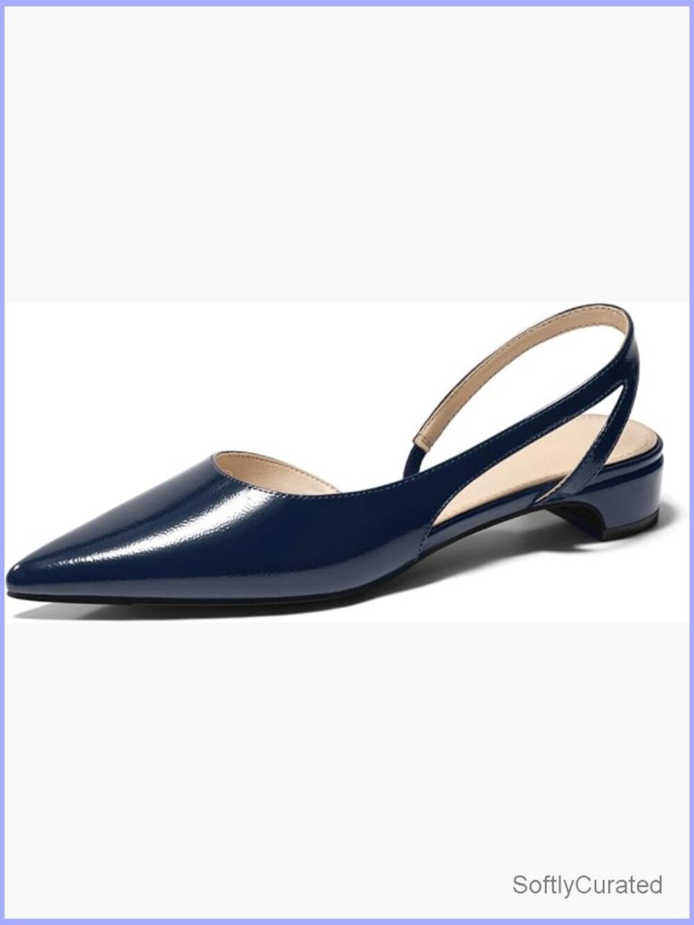 Slingback Chunky Low Heel Pumps D'Orsay Pointed Toe Dress Shoes